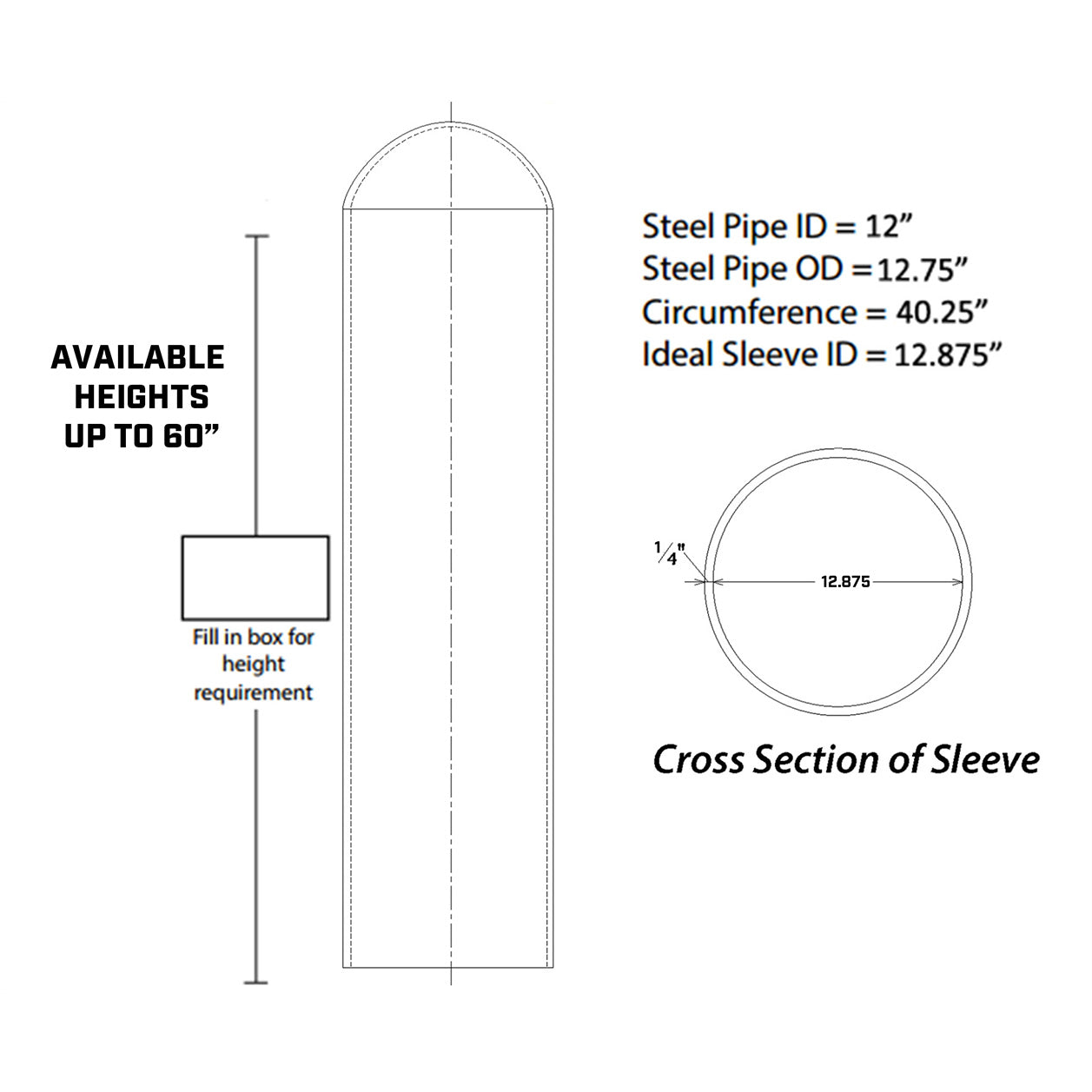 Round Top 13" Bollard Cover Heavy Duty