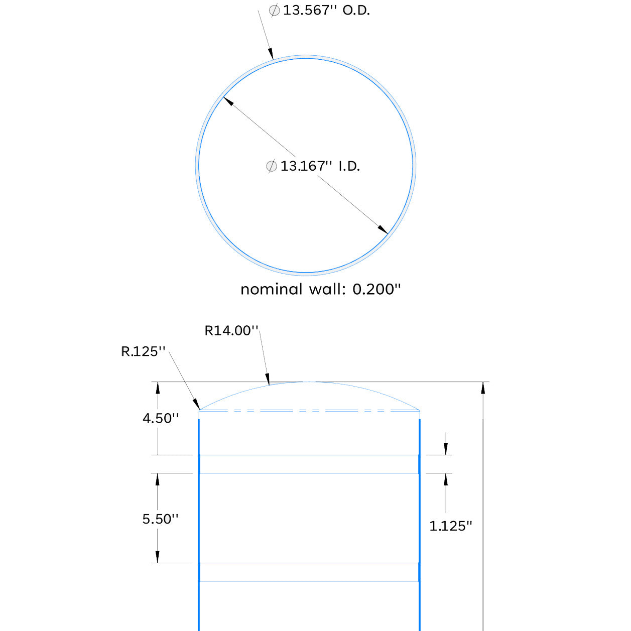 Flat Top 13" Bollard Cover 60" Long
