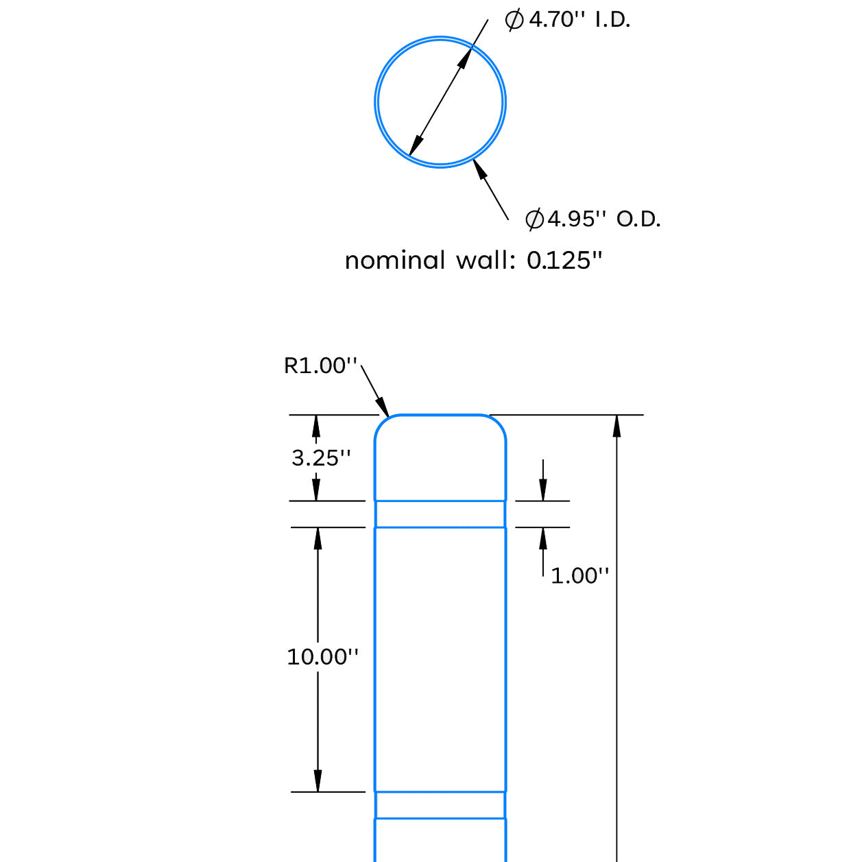 Flat Top 4" Bollard Cover 52" Long