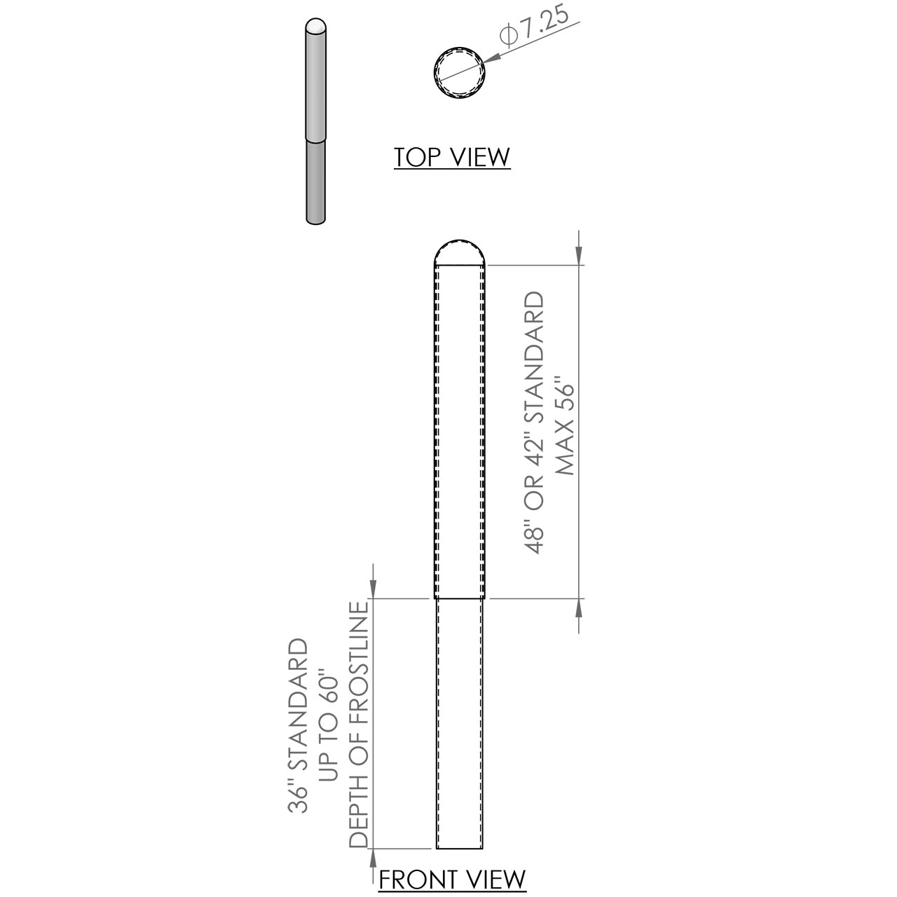 6" Core-In Steel Pipe Bollard With Cover