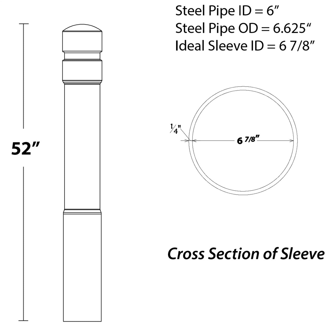 Architectural Decorative 6" Bollard Cover