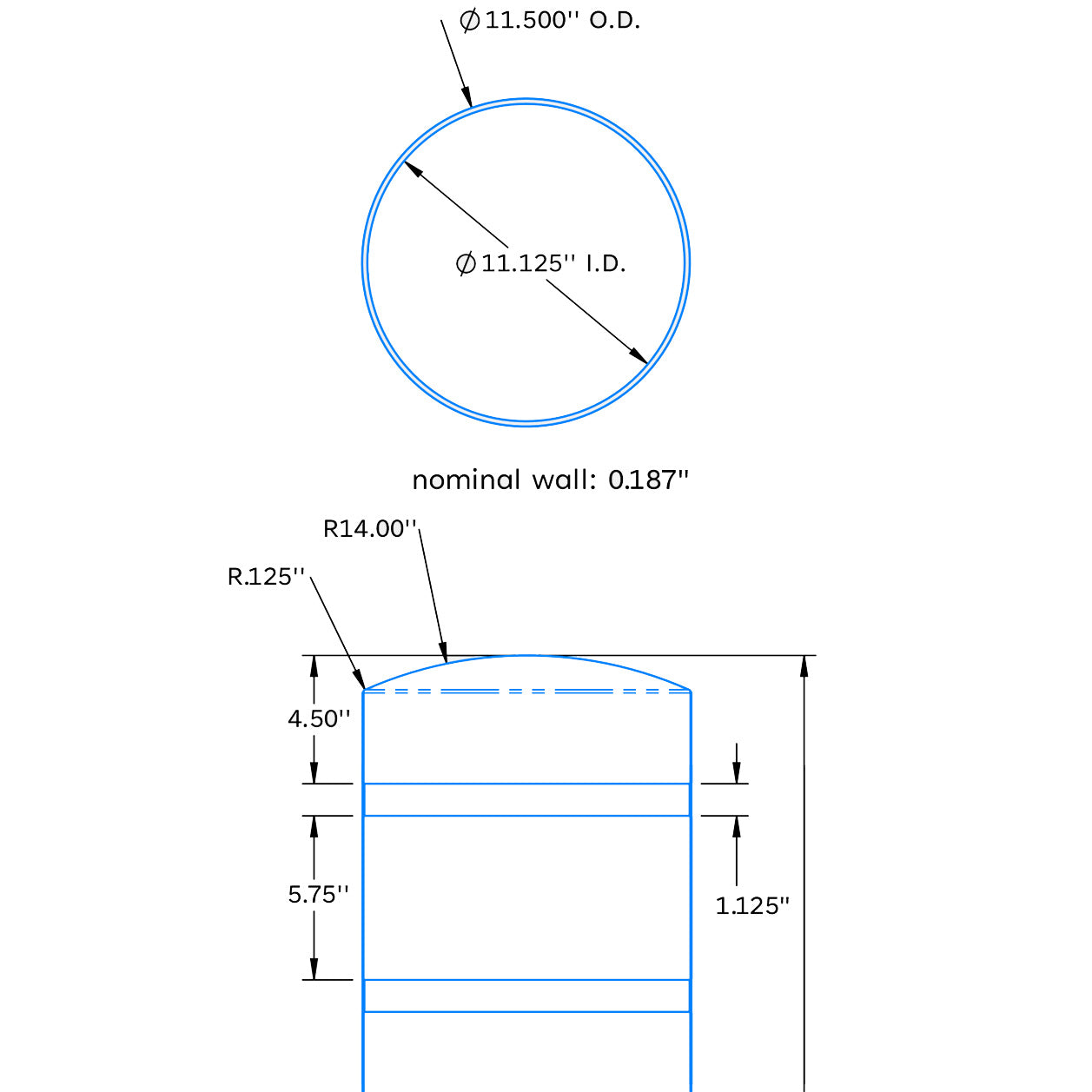 Flat Top 11" Bollard Cover 60" Long