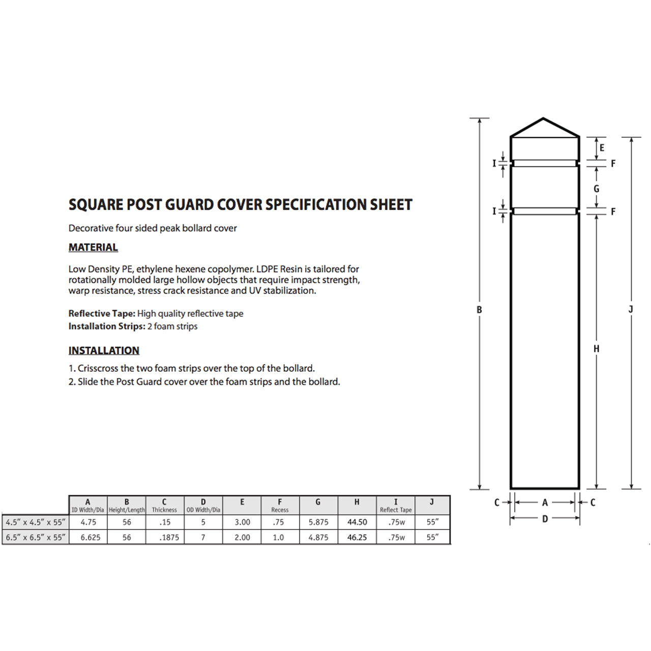 Square 6.5" Bollard Cover